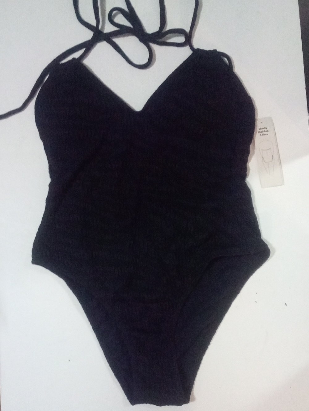 No Boundaries Black One-Piece Halter Swimsuit Medium 8 10 NWT $20